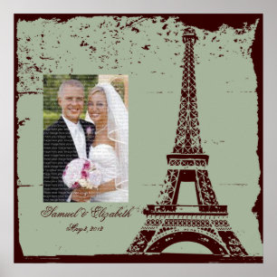 Eiffelturm Hochzeit Gerahmte FotoCollage Poster