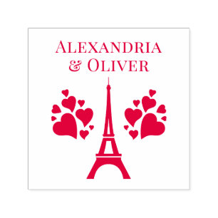 Eiffelturm hört den ersten Nachnamen oder ein Paar Permastempel