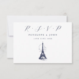 Eiffelturm Illustration Französisch Hochzeit RSVP Karte