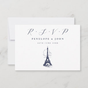 Eiffelturm Illustration Französisch Hochzeit RSVP Karte