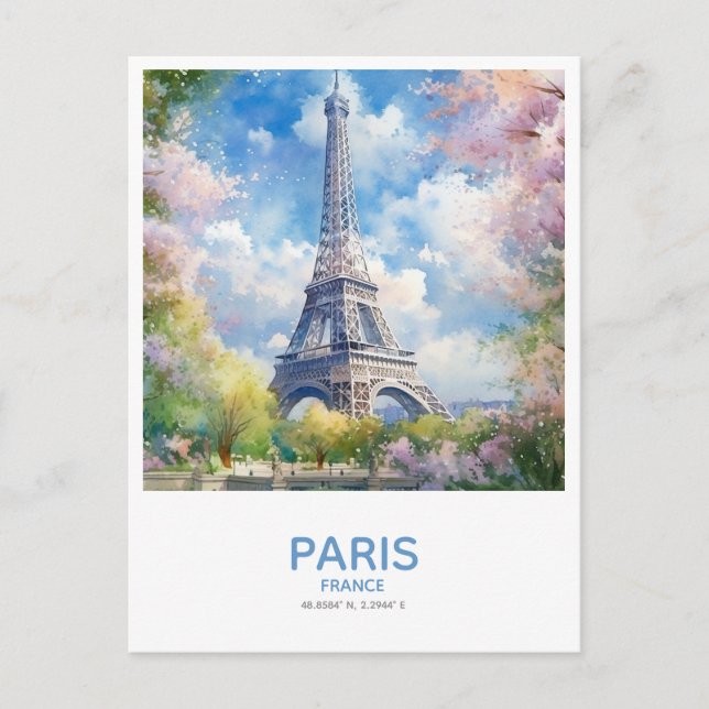 Eiffelturm im Frühling - Paris, Frankreich Postkarte (Vorderseite)
