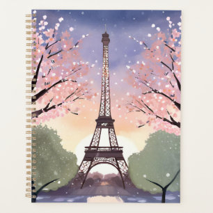 Eiffelturm in Blüte Paris Frankreich Aquarell Planer