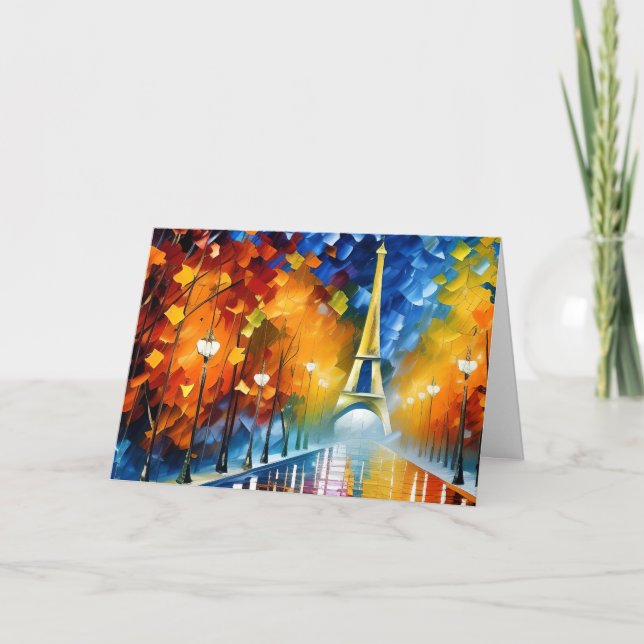 Eiffelturm in einem feuchten Pariser Abend Impress Dankeskarte (Vorderseite)