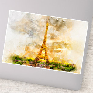 Eiffelturm in Paris bei Sonnenuntergang Nr. 1 Aufkleber