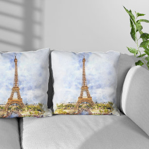 Eiffelturm in Paris bei Sonnenuntergang Nr. 2 Kissen