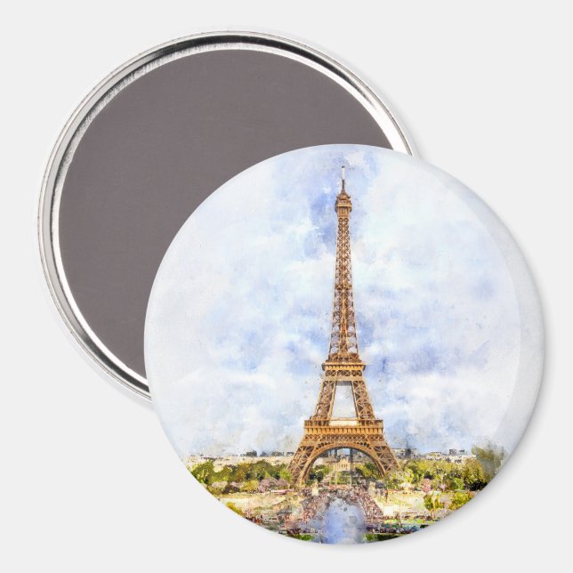 Eiffelturm in Paris bei Sonnenuntergang Nr. 2 Magnet (Vorderseite/Rückseite)
