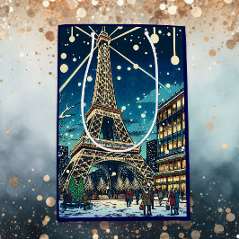 Eiffelturm in Paris, Frankreich zu Weihnachten Mittlere Geschenktüte