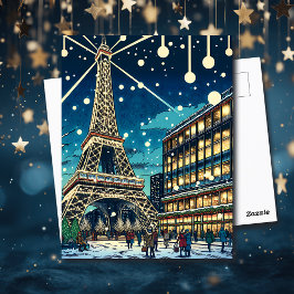 Eiffelturm in Paris, Frankreich zu Weihnachten Postkarte