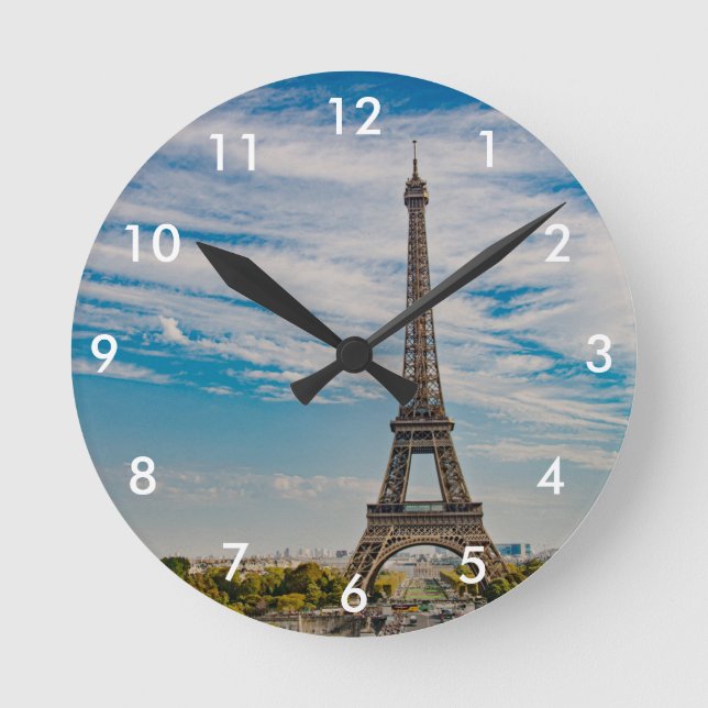 Eiffelturm in Paris Runde Wanduhr (Vorderseite)