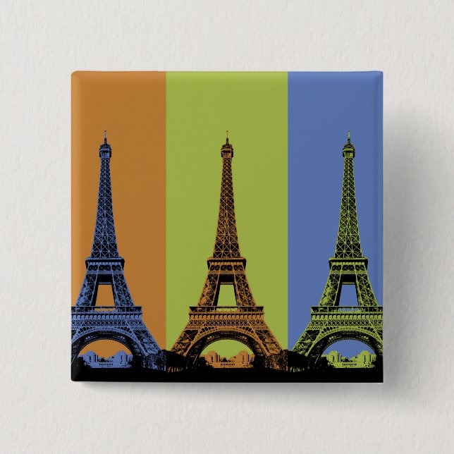 Eiffelturm in Paris Triptychon Button (Vorderseite)