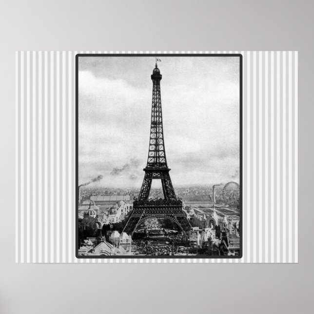 Eiffelturm in Paris Vintag gestreift Poster (Vorne)