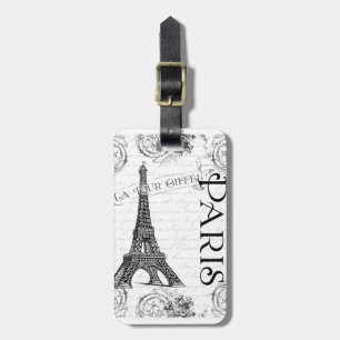 Eiffelturm in Schwarz und Weiß Gepäckanhänger