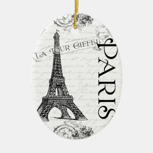 Eiffelturm in Schwarz und Weiß Keramikornament
