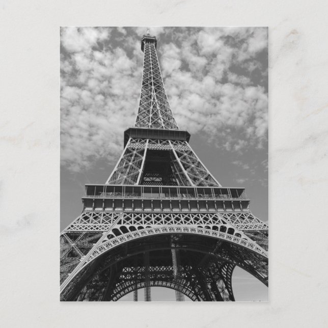 Eiffelturm in Schwarzweiß Postkarte (Vorderseite)