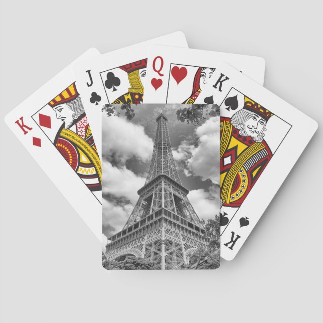 Eiffelturm in Schwarzweiß Spielkarten (Rückseite)
