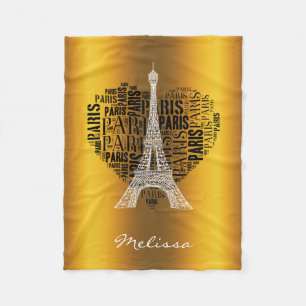 Eiffelturm & Inschriften Paris im Herzen Fleecedecke