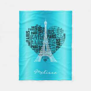 Eiffelturm & Inschriften Paris im Herzen Fleecedecke