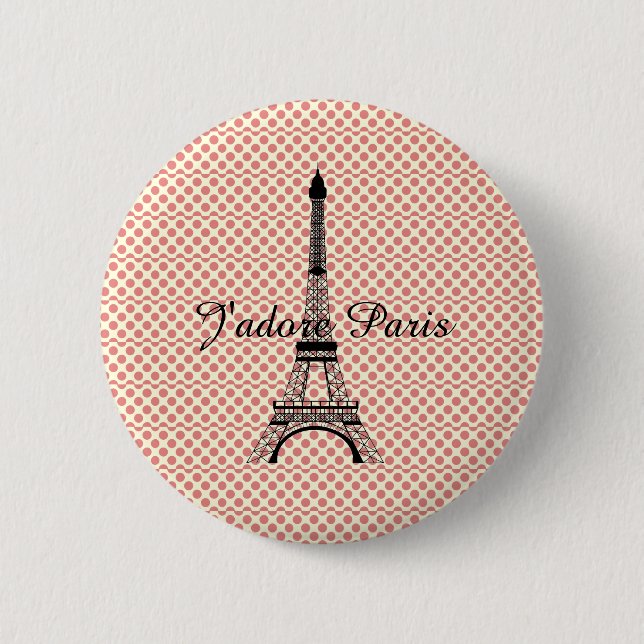 Eiffelturm J'adore Paris Button (Vorderseite)