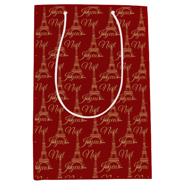Eiffelturm Joyeux Weihnachten Mittlere Geschenktas Geschenktüte (Vorderseite)