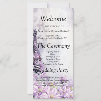 Eiffelturm Lavender Romance Hochzeitsprogramm