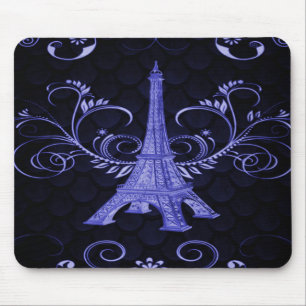 Eiffelturm Lila Blumenwirl Mousepad