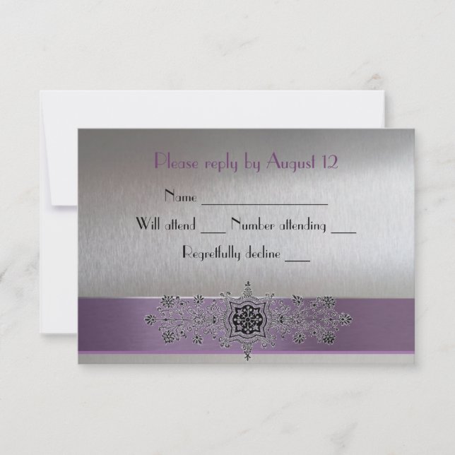 Eiffelturm Lila und Silver UAWG RSVP Karte (Vorderseite)