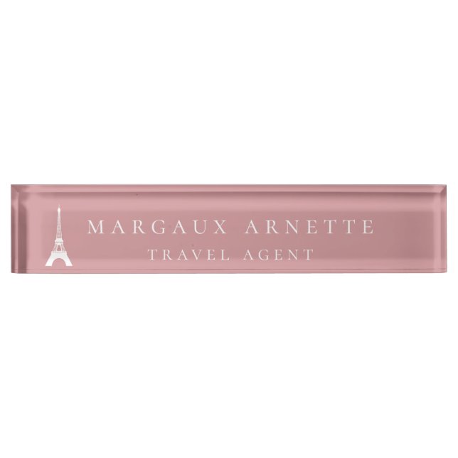 Eiffelturm-Logo-Rosa Namensplakette (Vorderseite)