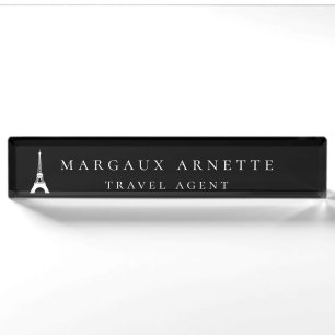 Eiffelturm-Logo Schwarz Namensplakette