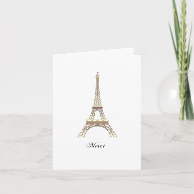 Eiffelturm Merci Anmerkungskarte Dankeskarte (Vorderseite)