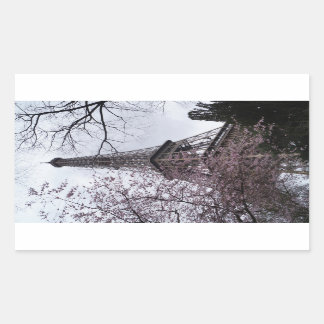 Eiffelturm mit Blüte Rechteckiger Aufkleber