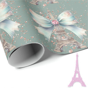 Eiffelturm mit Bow 2 Geschenkpapier