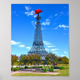 Eiffelturm mit rotem Cowboyhut, Paris, Texas Poster