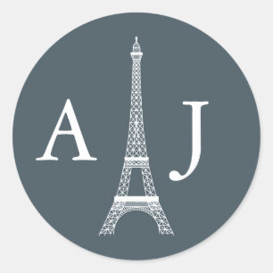 Eiffelturm-Monogramm-Aufkleber Runder Aufkleber