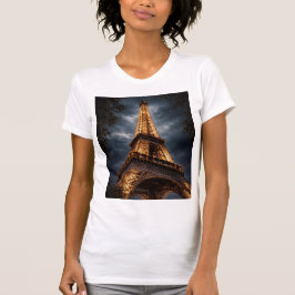 Eiffelturm Nacht Paris Kunst – Romantisches Stadtl T-Shirt