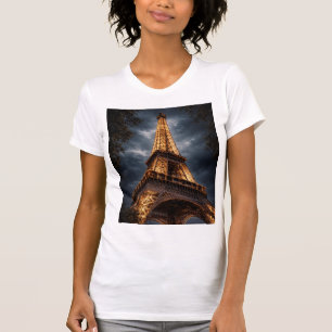 Eiffelturm Nacht Paris Kunst – Romantisches Stadtl T-Shirt