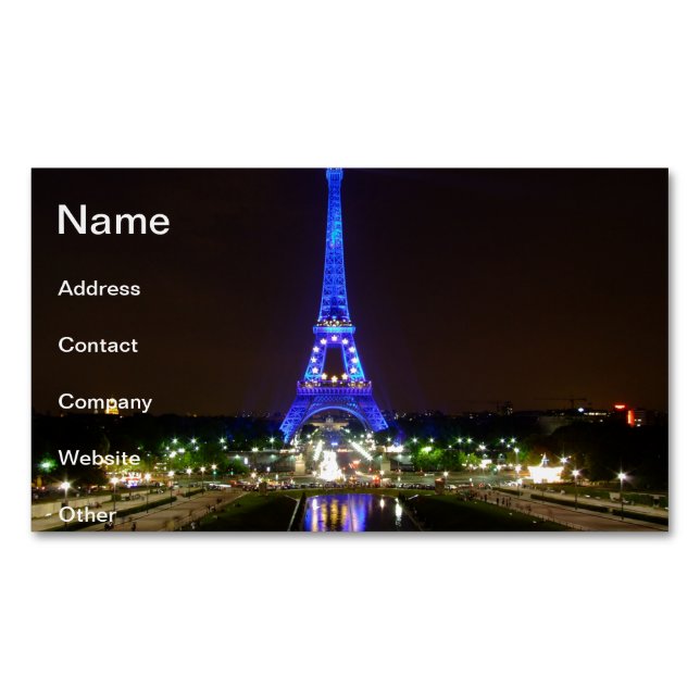 Eiffelturm nachts, Paris Magnetische Visitenkarte (Vorderseite)