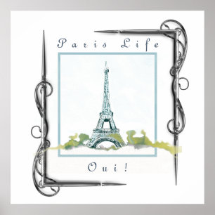 Eiffelturm Paris Aquarell viktorianischer Rahmen Poster