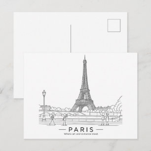 Eiffelturm Paris Architektur Line Art Postkarte