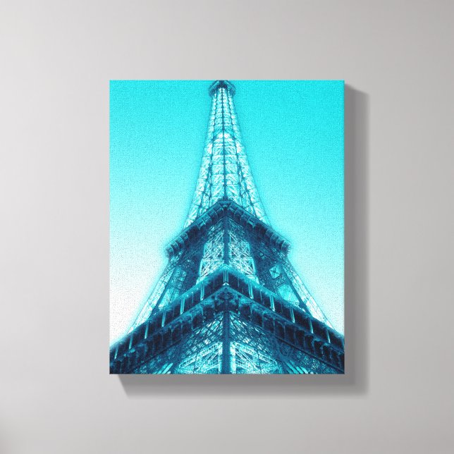 Eiffelturm Paris Blue Wrapped Canvas 8x10 Leinwanddruck (Vorderseite)