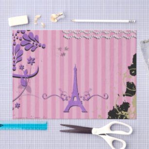 Eiffelturm, Paris, Blume, Streifen, Rosa Seidenpapier