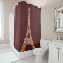 Eiffelturm Paris Burgu Rose Gold Kupferkristalle Duschvorhang