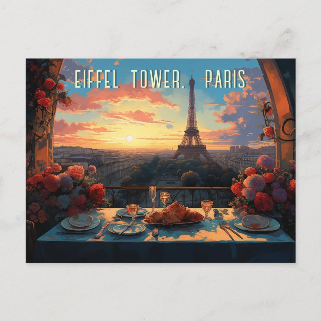 Eiffelturm Paris City Illustration Reisen Art Postkarte (Vorderseite)