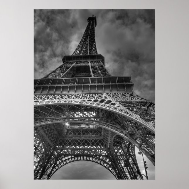 Eiffelturm, Paris, Frankreich B&W Poster (Vorne)