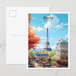 Eiffelturm Paris Frankreich Kunst Vintage Reise  Postkarte