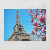 Eiffelturm, Paris Frankreich, Pink Blossom Postcar