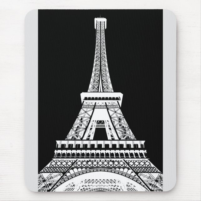 Eiffelturm Paris Frankreich Pop Schwarz/Weiß Mousepad (Vorne)