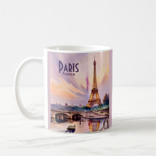 Eiffelturm Paris Frankreich Sonnenuntergang Aquare Kaffeetasse