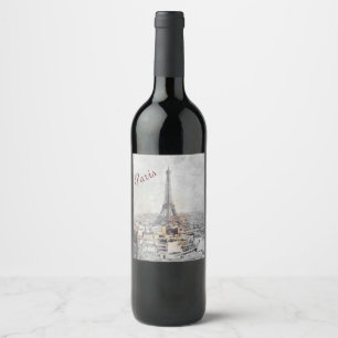 Eiffelturm Paris Frankreich Weinkarte - Elegant Weinetikett