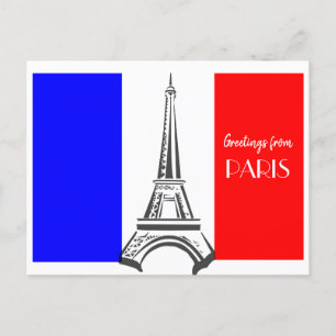 Eiffelturm Paris Französische Flagge Postkarte