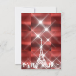 Eiffelturm Paris Funkelnd Stars Roter Wein Diamant Einladung